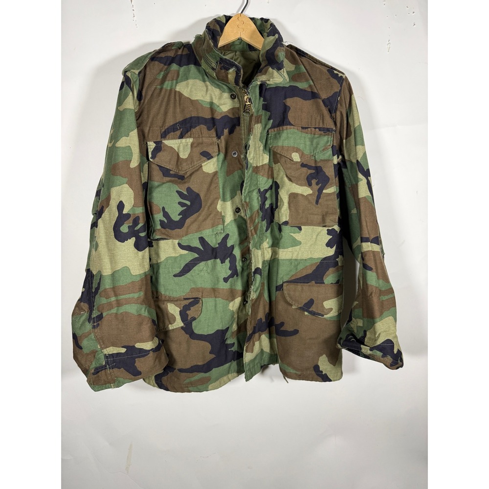 US Military M-65 Field Coat Woodland Camo Jacket Golden Mfg Small Regular M65